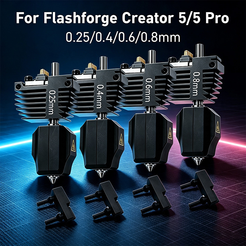 Hotend Assembly - Flashforge C5 Proエクストルーダー交換用ホットエンドキット4個セット、Creator 5プリントヘッド用シリコンクリーニングブラシ付き