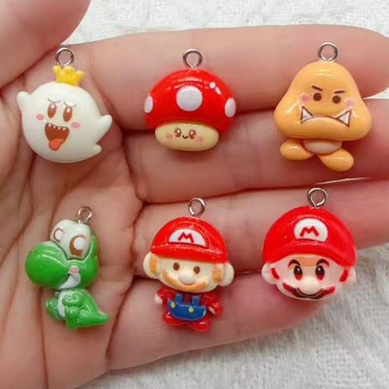 Resin - 10個入り樹脂製漫画ペンダント、DIYジュエリー製作イヤリング、キーホルダーアクセサリー