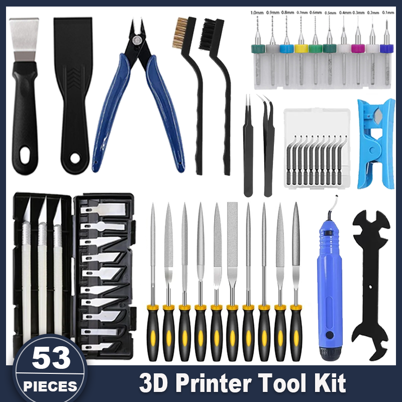 Fdm Printer - 3Dプリンターツールキット、FDM/SLAプリンター対応の53個入りアクセサリーセット、ノズルクリーニングツールとスクレーパー付き