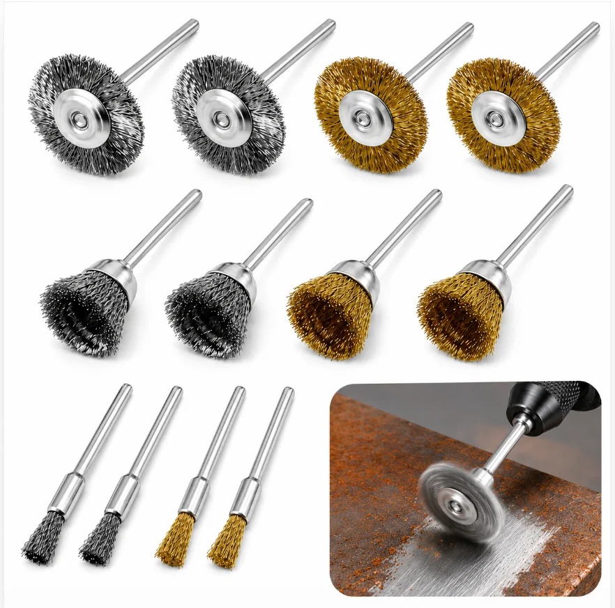 12個入り真鍮ブラシスチールワイヤーホイールブラシ ドリル用 - Nozzle Brass のレビューと価格
