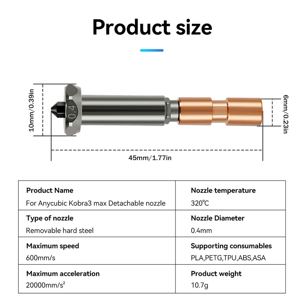 新しいアップグレードノズル Anycubic Kobra 3 - Hotend 0.4Mm のレビューと価格