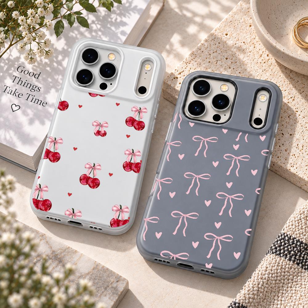 かわいいピンクのハート柄のリボンが付いたiPhone用ケース - Tpu Filament のレビューと価格