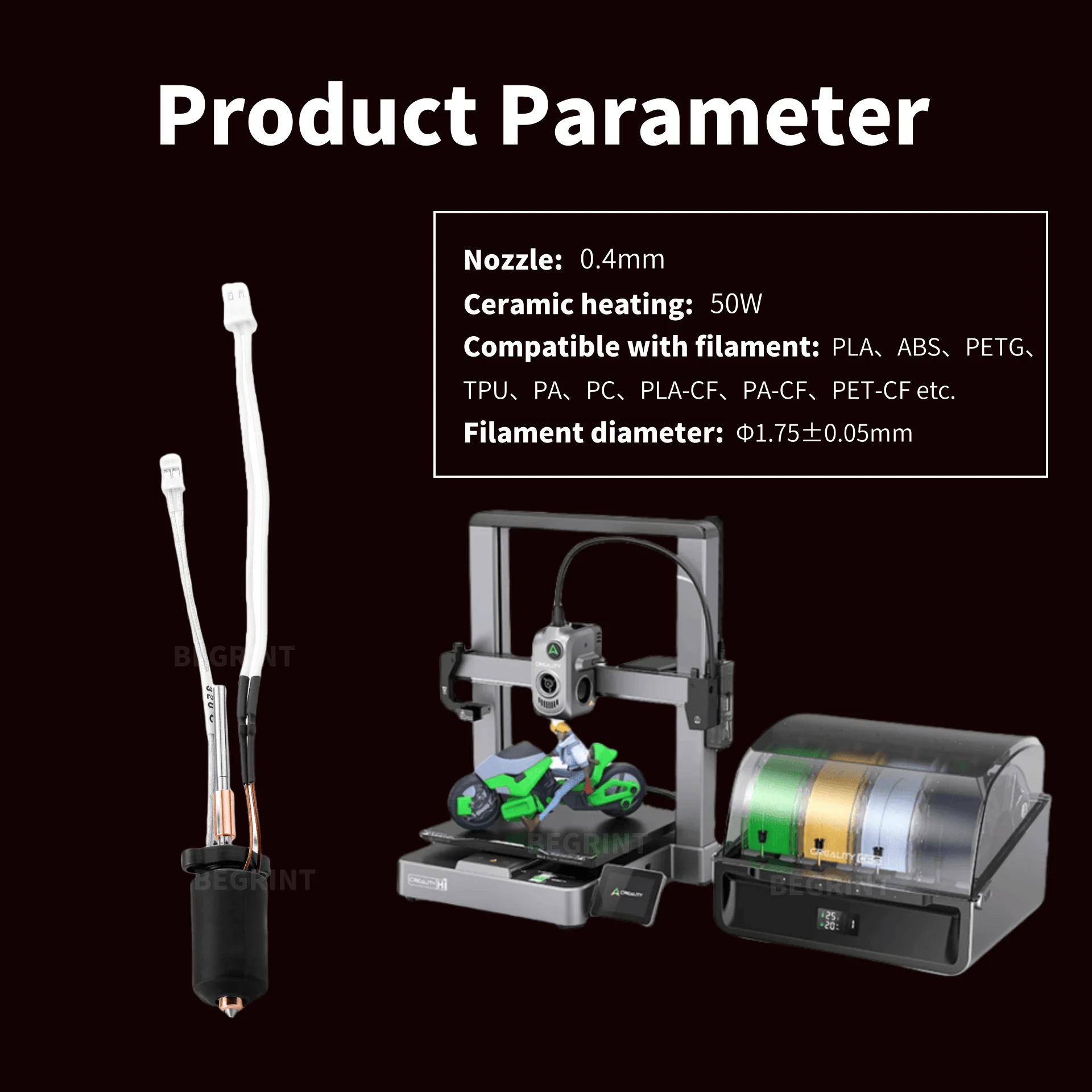 Creality Hi Hi Combo用高温セラミックヒー - Hotend Assembly のレビューと価格